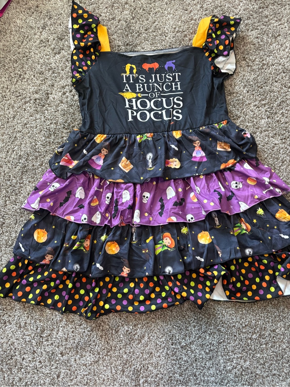 Hocus Pocus Black & Purple Girls' Layered Halloween Costume Dress